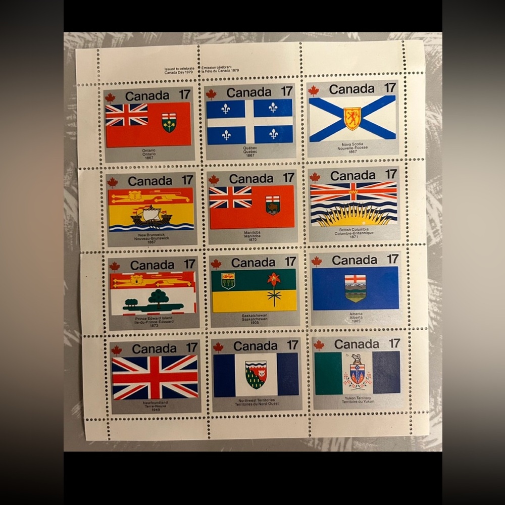 ✨ ✨1979 Canada 17¢ Provincial/Territories Stamp Sheet✨✨